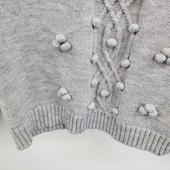 Womens 1X Gray Knit Bobble Sweater Pullover Off Shoulder Slouchy Collar Winter - Picture 8 of 15